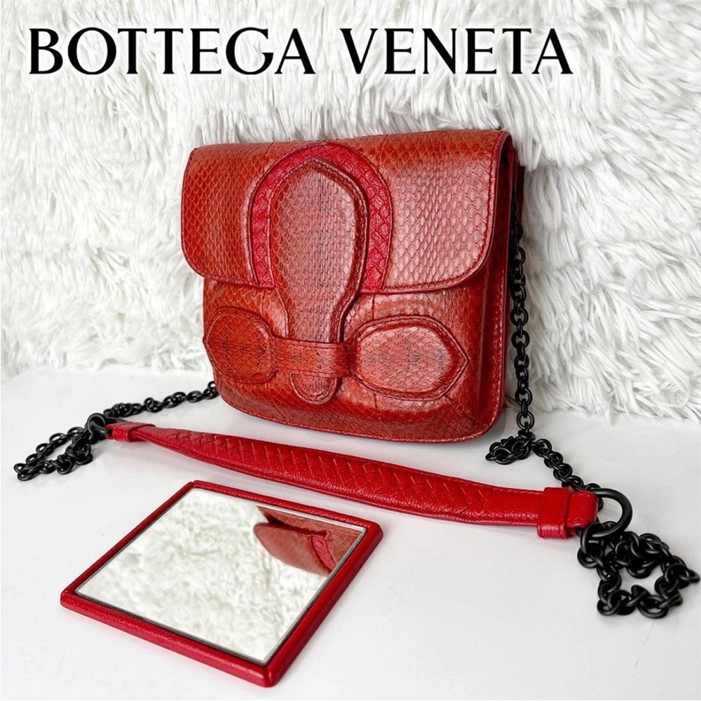 Bottega Veneta Red Textured Python Leather Crossbody Bag